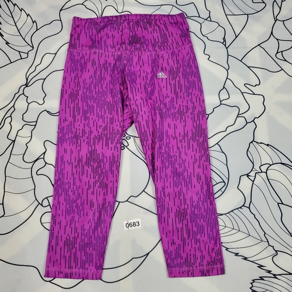 ADIDAS Cropped Leggings Pink & Purple Athleisure S - Picture 7 of 7